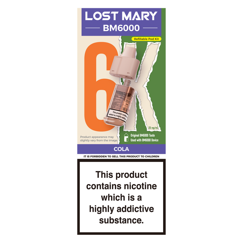 Lost Mary BM6000 Refill Pod Cola 20mg/ml, 1pcs : fast delivery by App or  Online