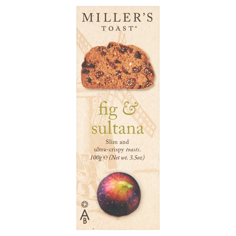 Artisan Biscuits Miller's Fig & Sultana Toasts, 100g