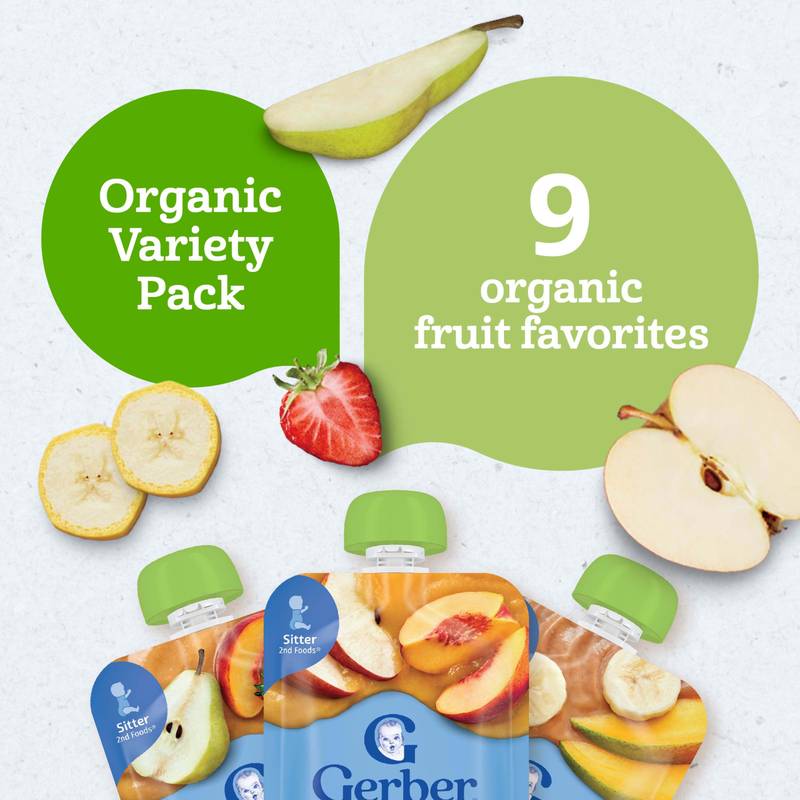 Gerber Organic Fruit Pouch 9ct Value Pack 