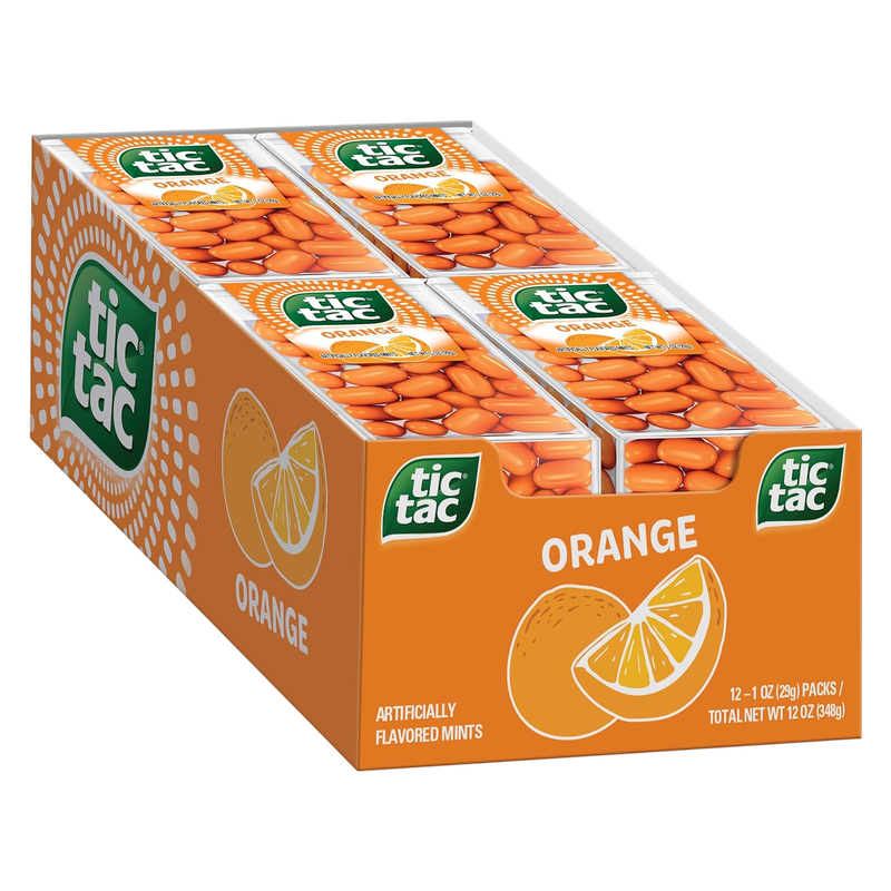 Tic Tac Orange Breath Mints, Bulk 12 Pack, On-The-Go Refreshment, 1.7 oz Each