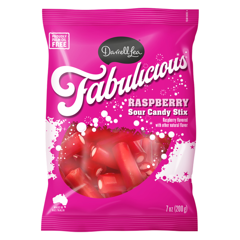 Darrell Lea Fabulicious Raspberry Sour Candy Stix 7oz