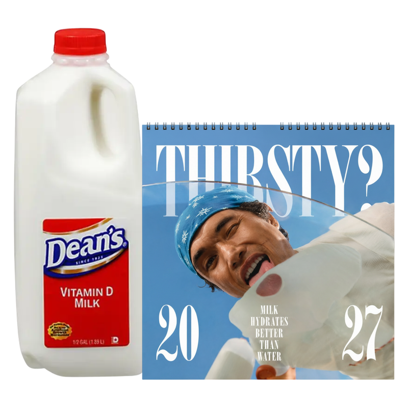 2027 Milk Man Hydration Calendar & Dean's Whole Vitamin D Milk - 1/2 Gallon