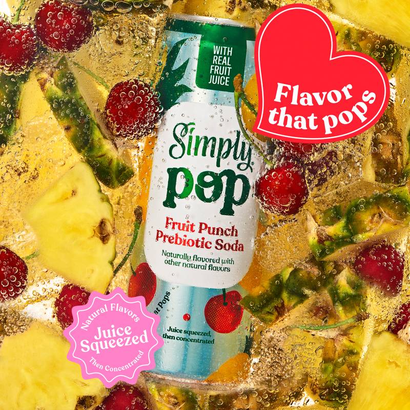 Simply Pop Fruit Punch Prebiotic Soda 12oz Can