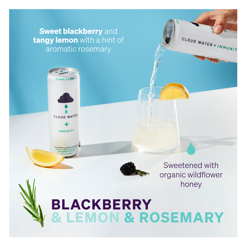 Cloud Water + IMMUNITY Blackberry & Lemon & Rosemary 12 oz can