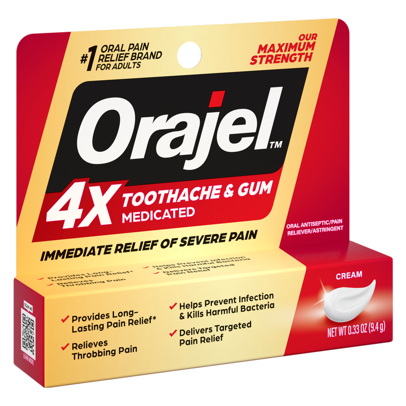 Orajel 4X for Toothache Gum Pain: Severe Cream Tube 0.33oz