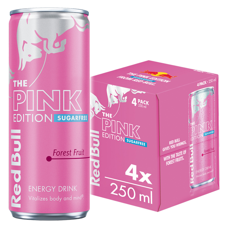 Red Bull Energy Drink Pink Edition Forest Fruits, 4 x 250ml