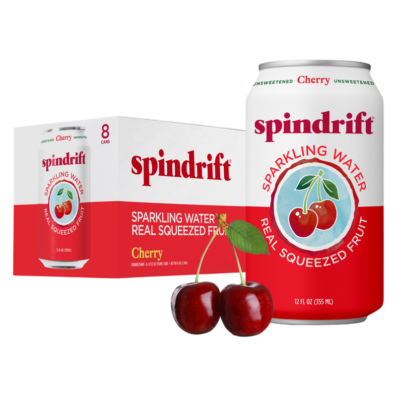 Spindrift Agua Mineral con Sabor a Cereza, paquete de 8 latas de 12 oz