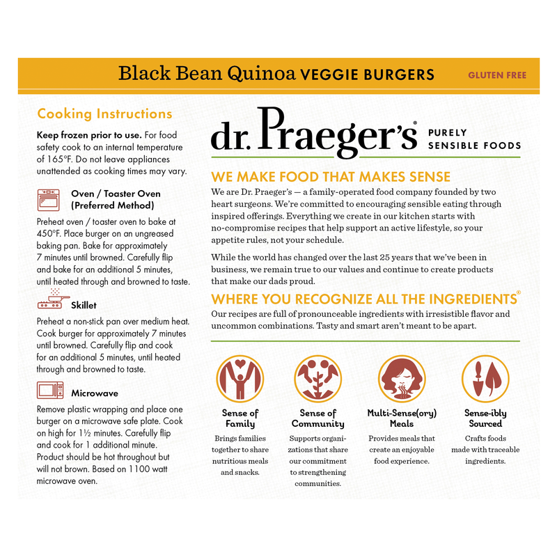 Dr. Praeger's Black Bean Quinoa Veggie Burger 10oz