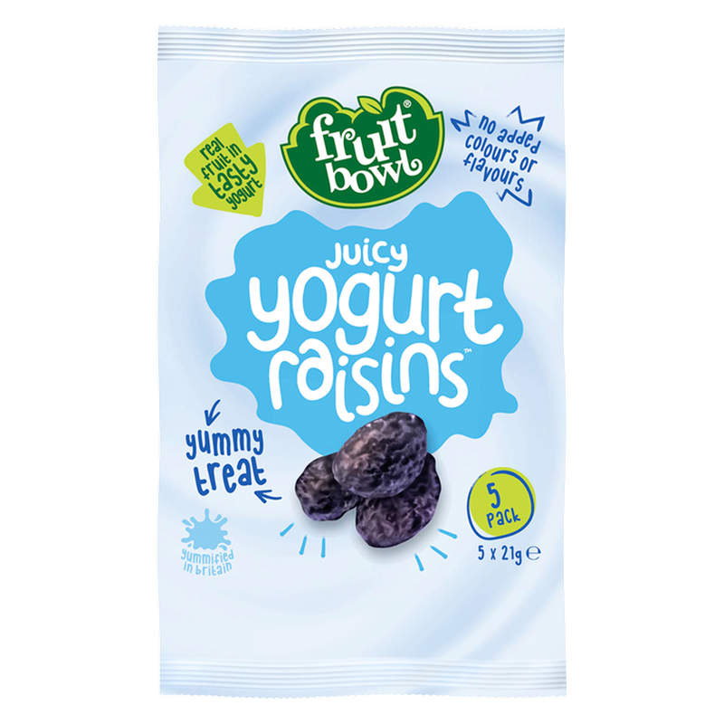 Fruit Bowl Juicy Yogurt Raisins, 5 x 21g
