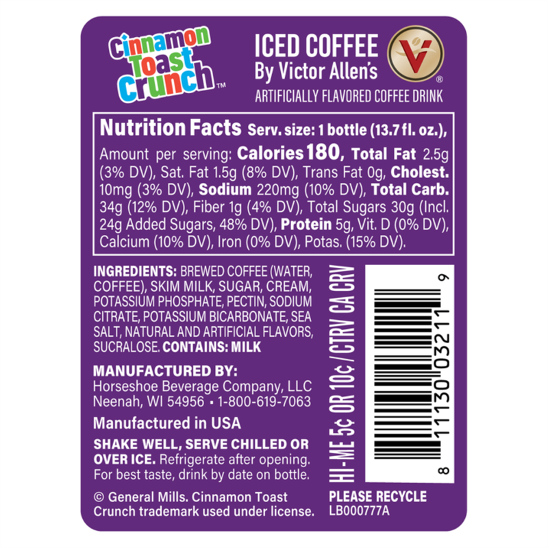 Victor Allen Cinnamon Toast Crunch Iced Coffee 13.7oz Btl