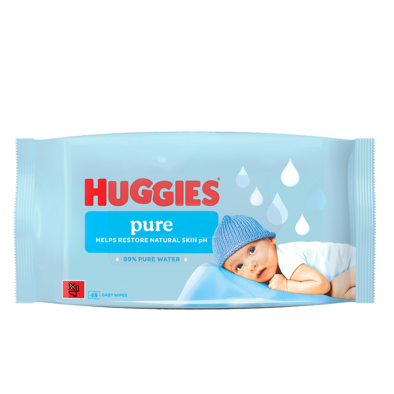 Huggies Pure 0% Plastic Baby Wipes, 48pcs