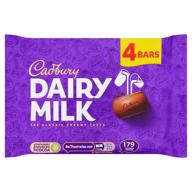 Cadbury Dairy Milk, 4 x 33.5g