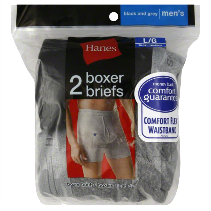 Hanes Men's Red Label Boxer Brief Black/Grey 2pk (Size L)