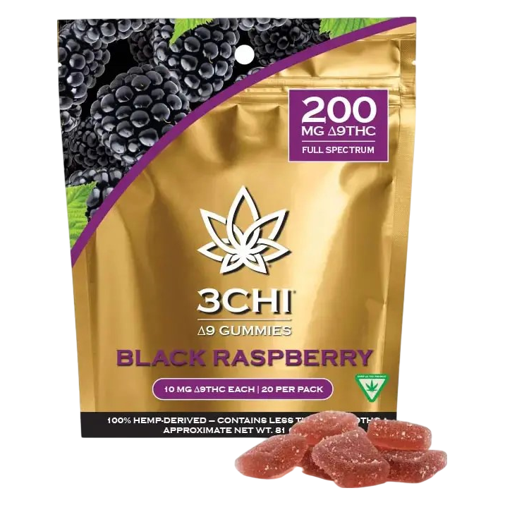 3CHI 10mg Platinum Delta 9 Gummies, Black Raspberry, 20ct
