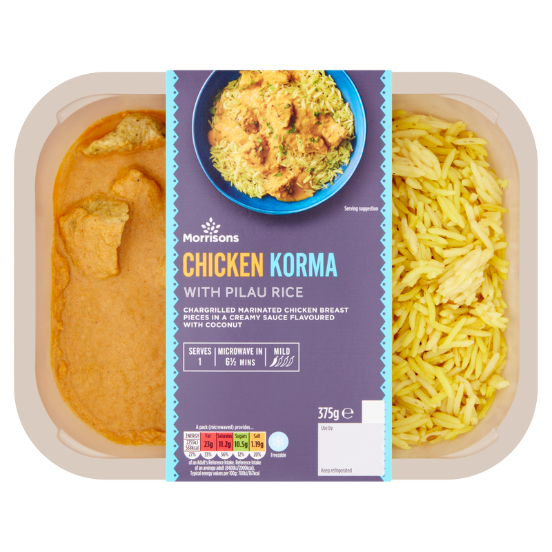 Morrisons Chicken Korma & Pilau Rice, 375g