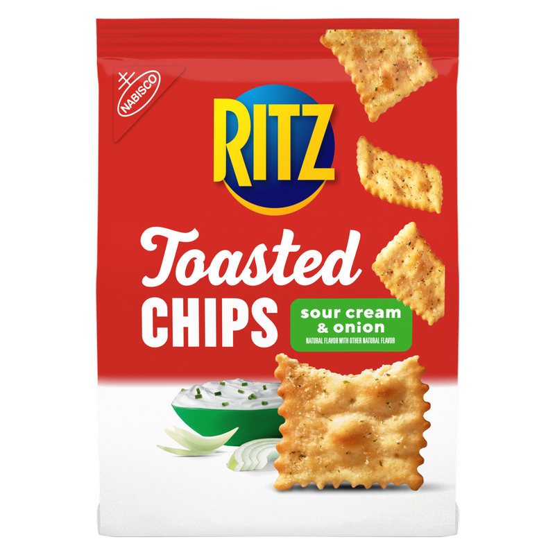 RITZ Toasted Chips Sour Cream and Onion Crackers, 8.1 oz