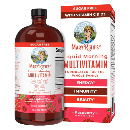 MaryRuth's Liquid Morning Vegan Multivitamin, Raspberry, 15.22oz