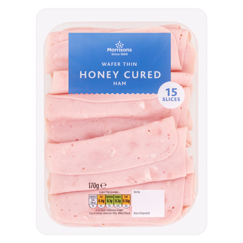 Morrisons Wafer Thin Honey Cured Ham 15 Slices, 170g