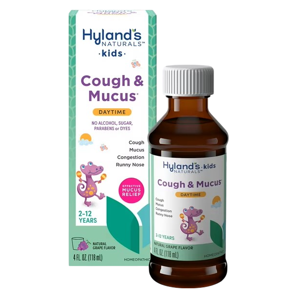 Hyland's Kids Cough & Mucus, Ages 2-12, Daytime, Grape, 4 fl oz