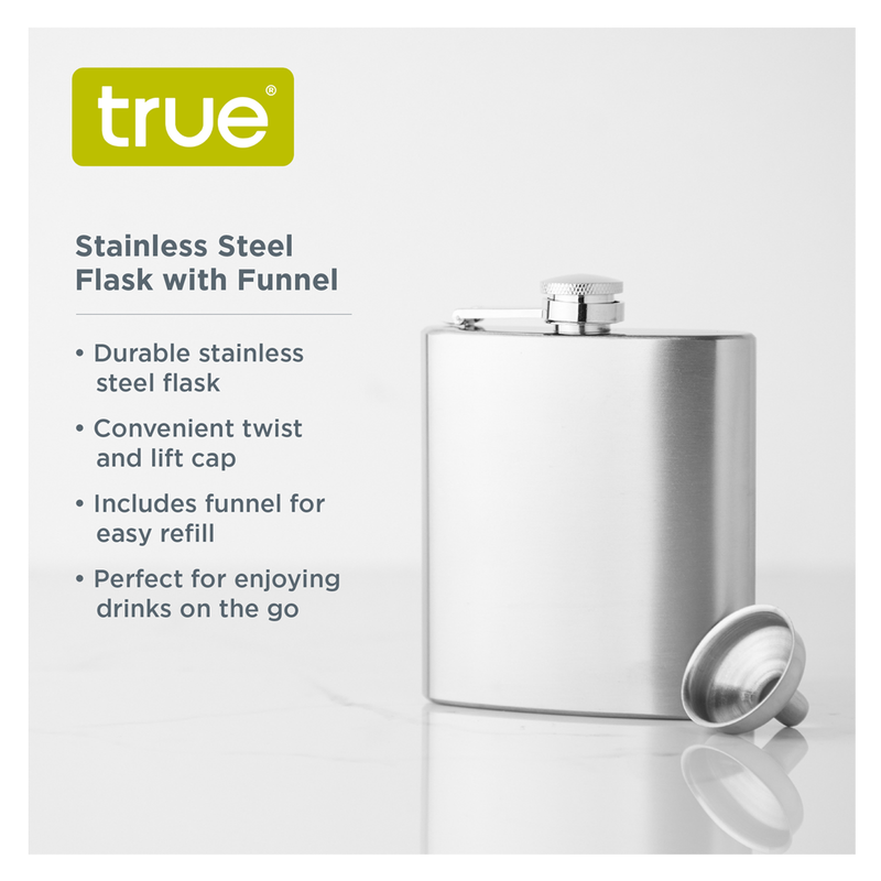 True Stainless Steel Flask with Funnel 6oz
