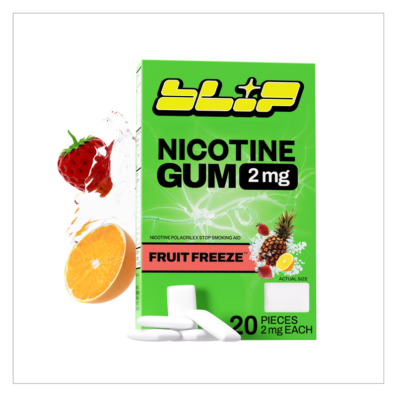 Blip Fruit Freeze Nicotine Gum Quit Smoking Aid 20ct 2mg
