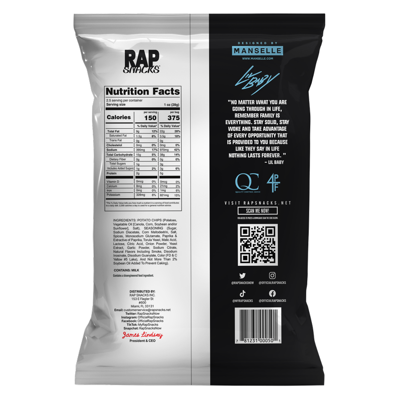 Rap Snacks All In Hot Chips (Lil Baby), 2.5oz