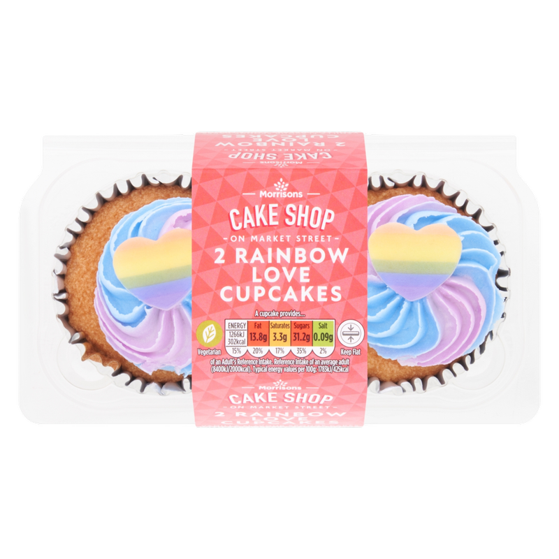Morrisons Rainbow Love Cupcakes, 2pcs