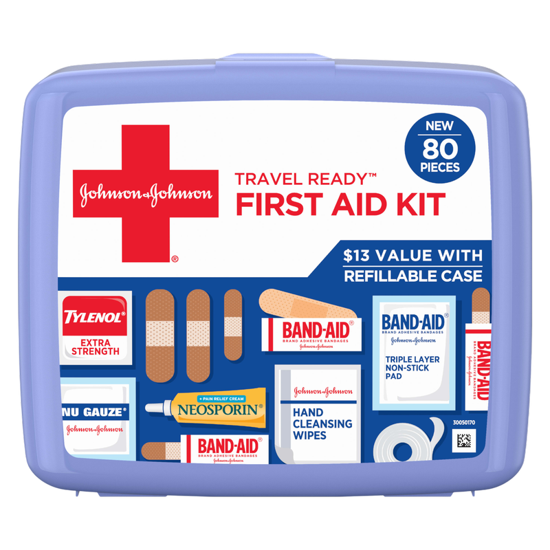 Johnson & Johnson Travel Ready First Aid Kit, 80 Pieces