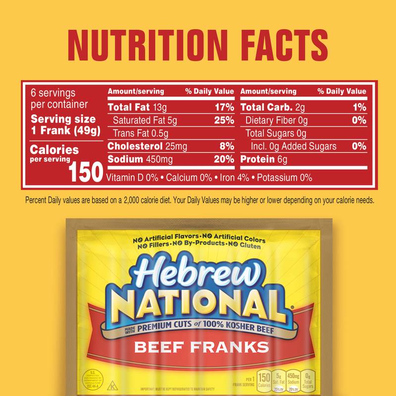 Hebrew National 100% Kosher Beef Franks - 6ct/10.3oz