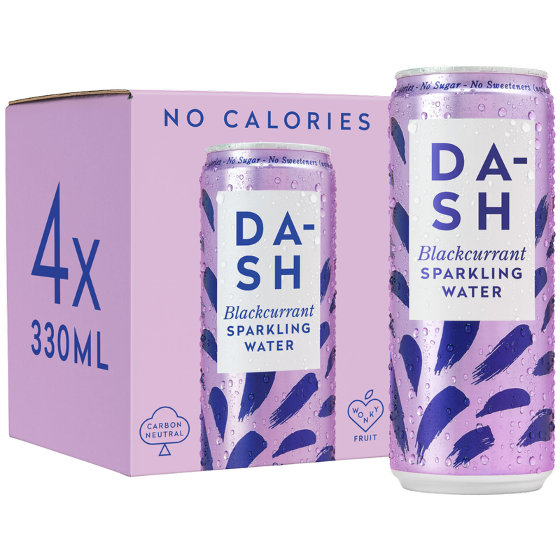 Dash Sparkling Blackcurrant Water, 4 x 330ml