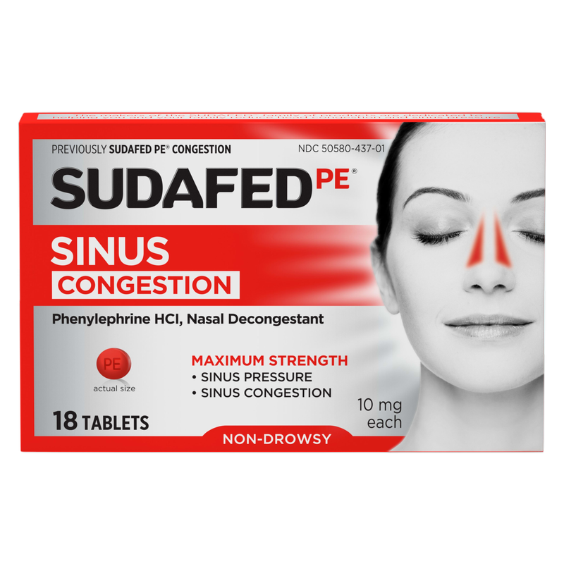 Sudafed PE Maximum Strength Sinus Pressure & Congestion Relief 18ct