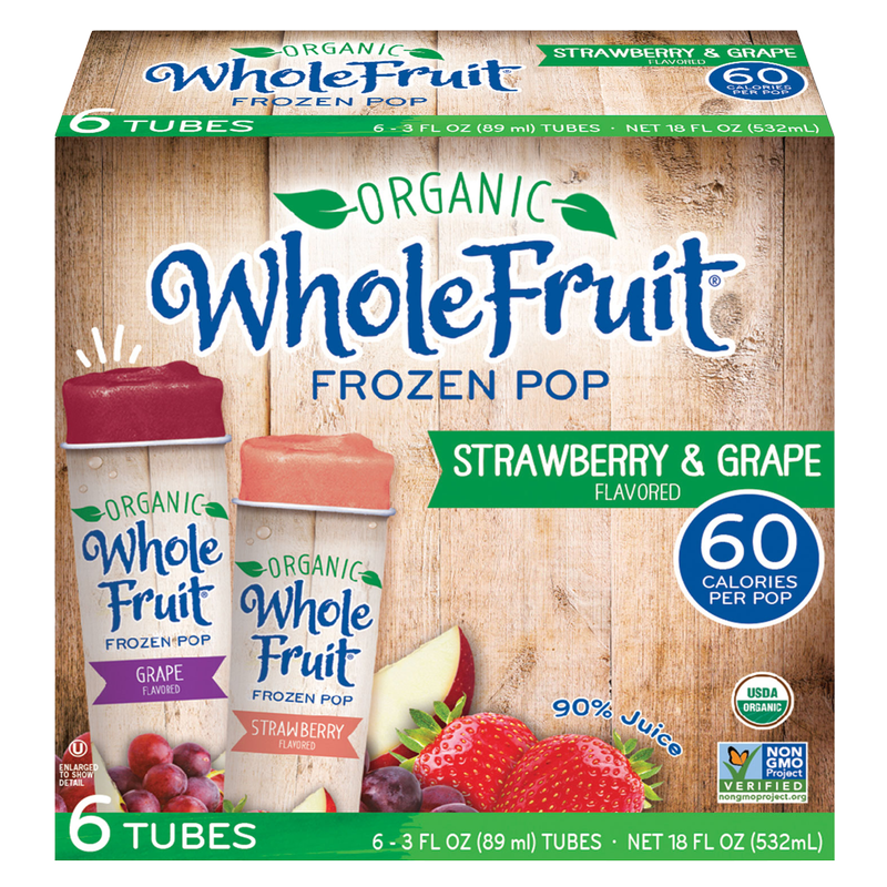 Whole Fruit Frozen Organic Strawberry & Grape Juice Pops 6ct