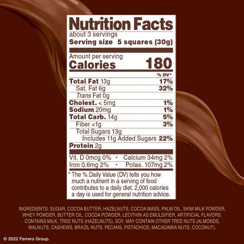 Ferrero Rocher Premium Chocolate Bar, Milk Chocolate Hazelnut, ​3.1 oz