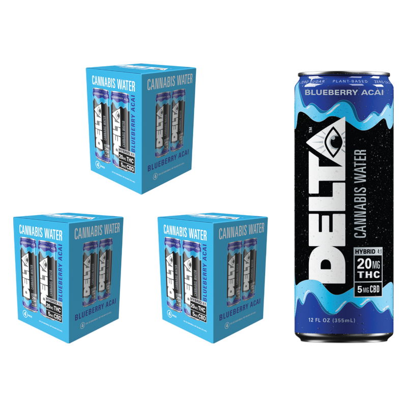 Delta 20mg THC Blueberry Acai Cannabis Water  12pk 12oz Can
