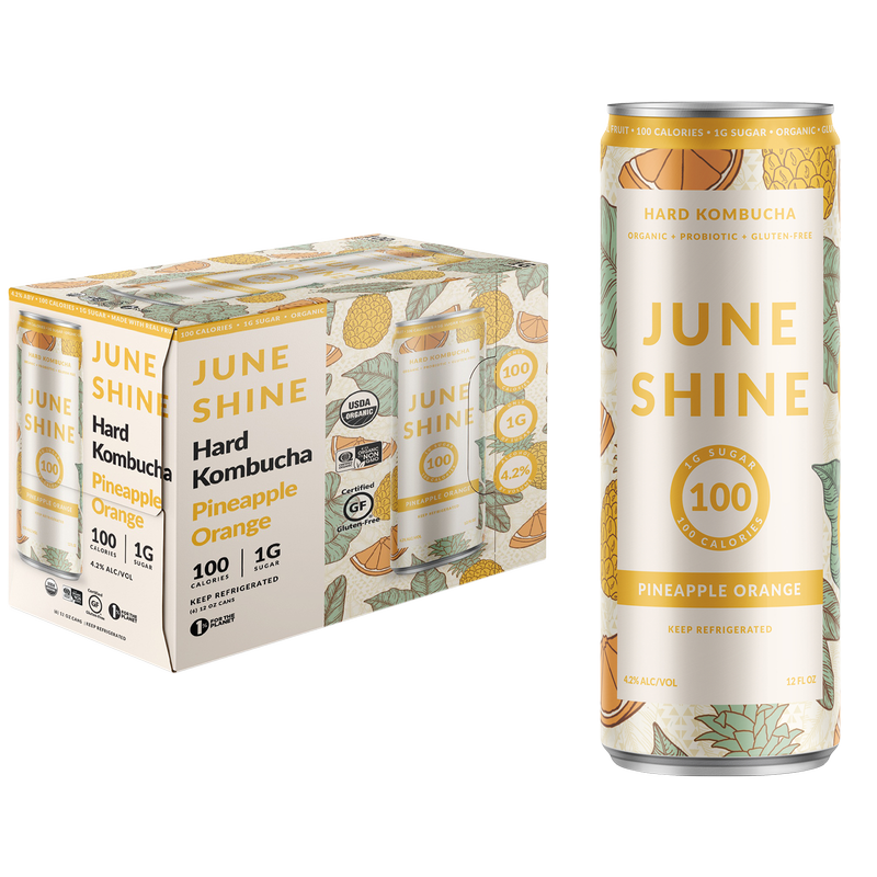 JuneShine Hard Kombucha 100 Calorie Pineapple Orange 6pk 12oz Can
