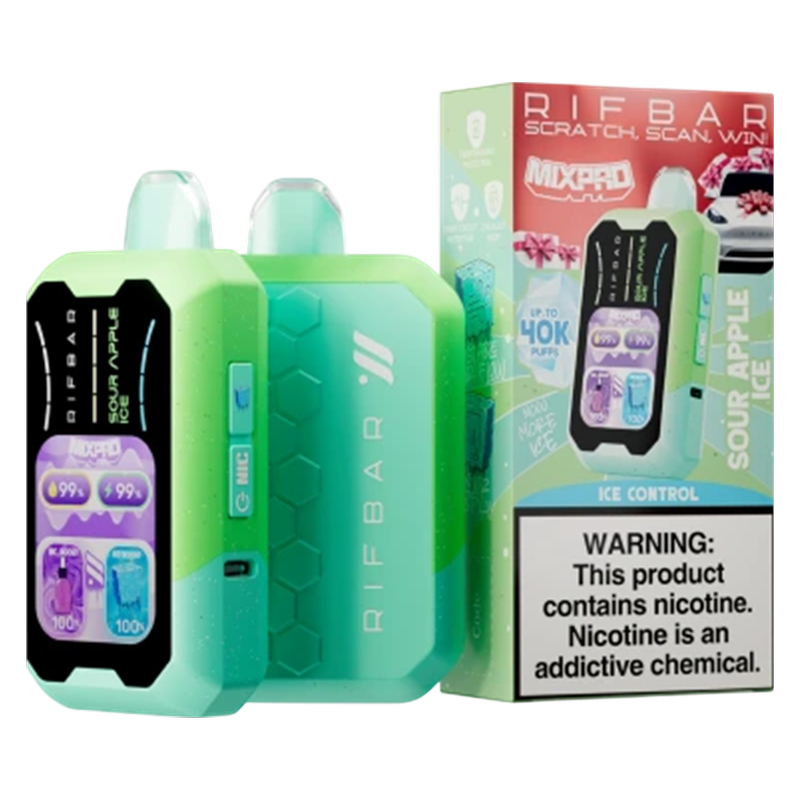 RifBar MixPro Sour Apple Ice Disposable Vape 40,000 Puffs