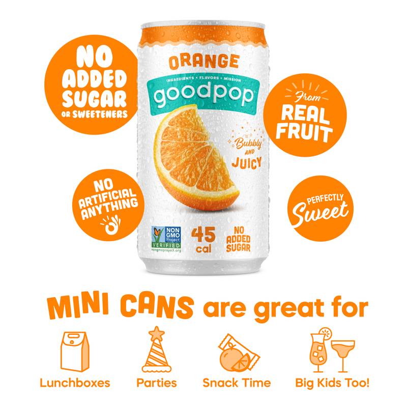 GoodPop Orange Juice & Bubbly Water Water Mini Cans 6pk