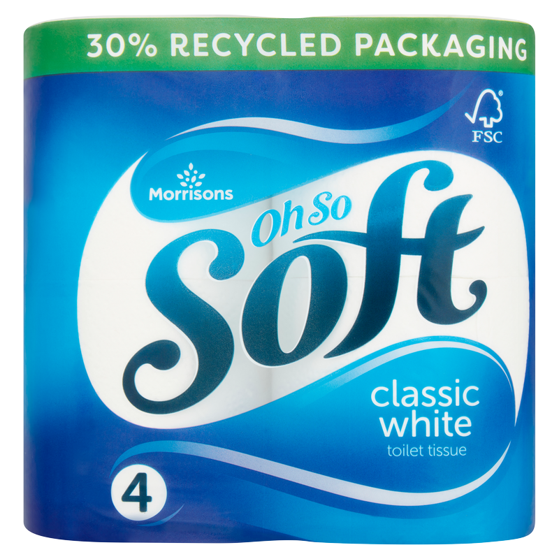 Morrisons Oh So Soft Toilet Tissue White, 4pcs