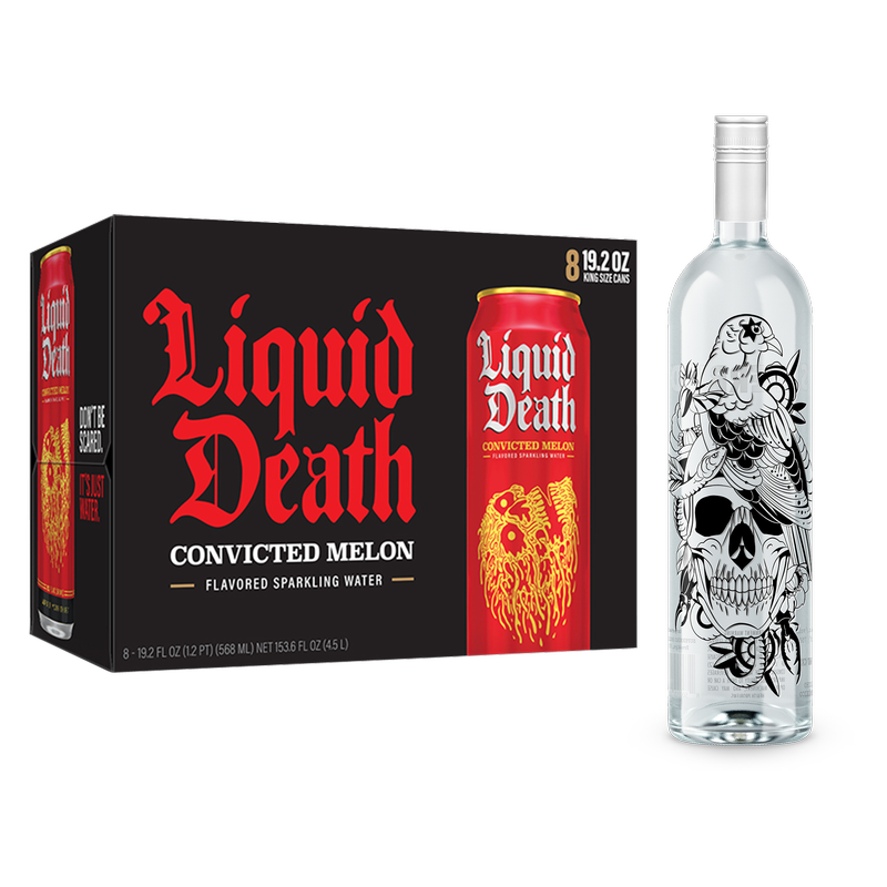 Superbird Blanco Tequila, Liquid Death Convicted Melon Sparkling Water 8pk 19.2 oz King Size Cans