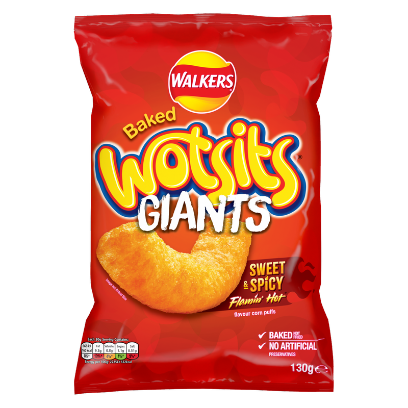 Walkers Wotsits Giants Flamin' Hot, 130g
