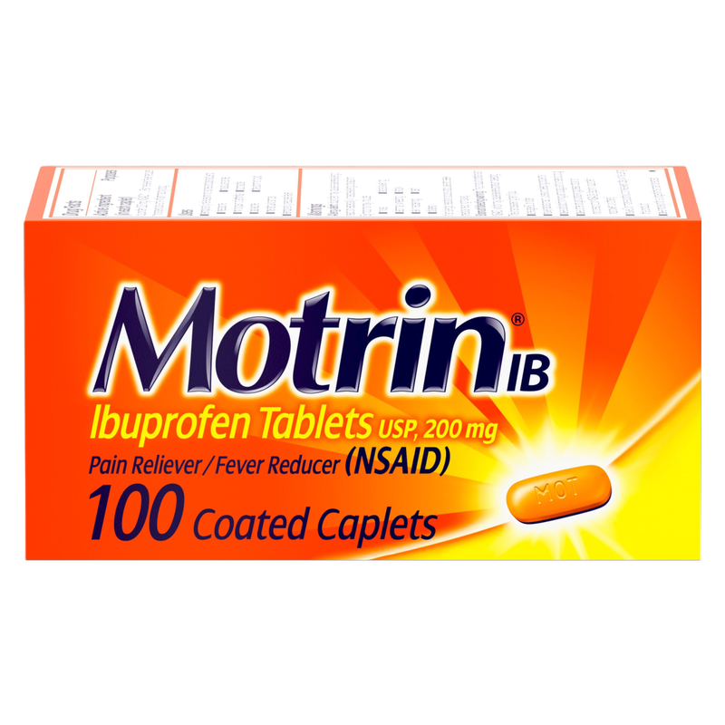 Motrin IB Ibuprofen Tablets, 200 mg, 100 Count