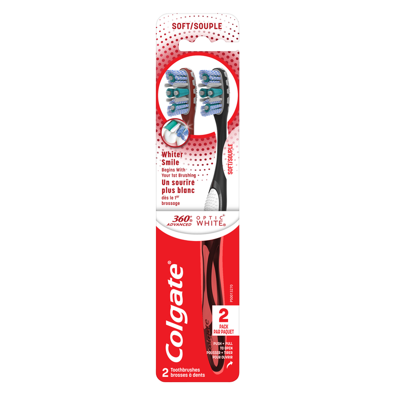 Colgate 360 Optic White Advanced Soft Toothbrush 2ct