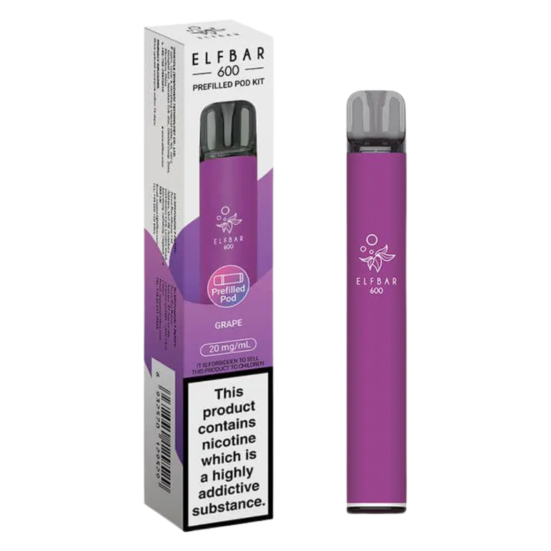 Elf Bar 600 Prefilled POD Kit Grape  20mg, 1pcs
