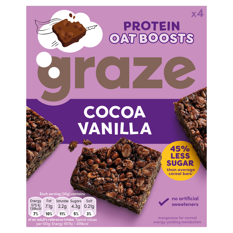 Graze Cocoa Vanilla Oat Boost, 4 x 30g