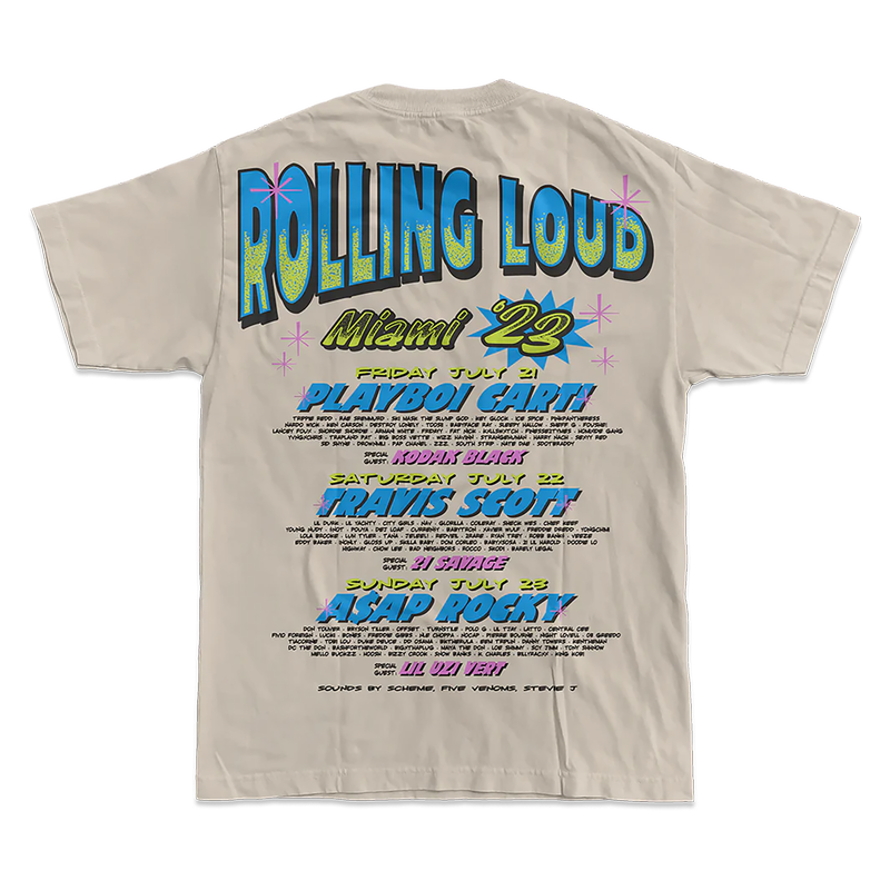 Size Small Rolling Loud Miami 2023 Hydraulics Ivory Lineup Tee