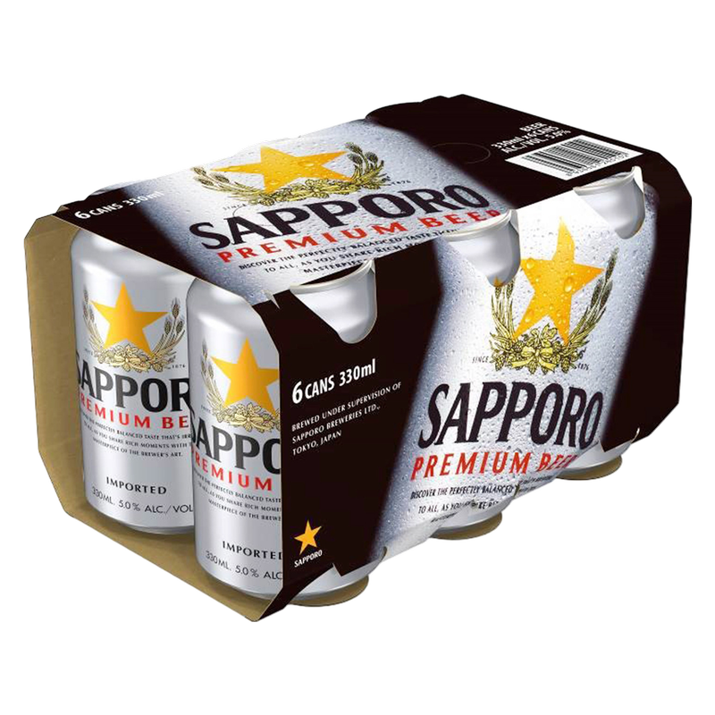 Sapporo Premium Beer 6pk 12oz Can