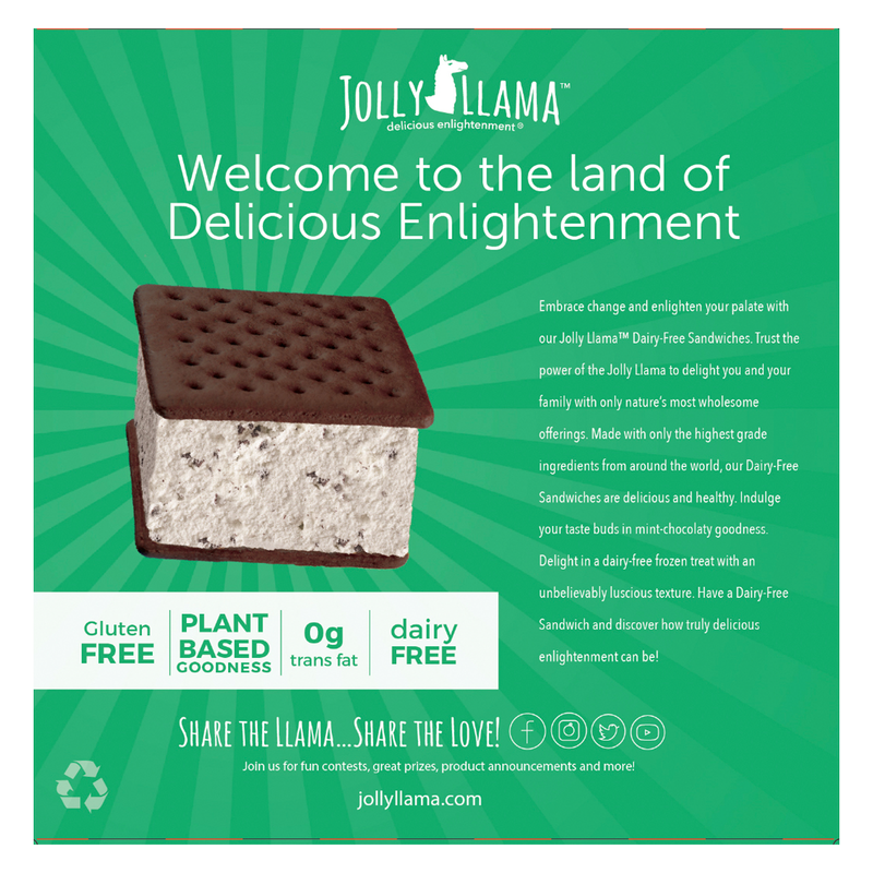 Jolly Llama Dairy-Free Gluten-Free Cool Mint Chocolate Chip Ice Cream Sandwiches, 4ct