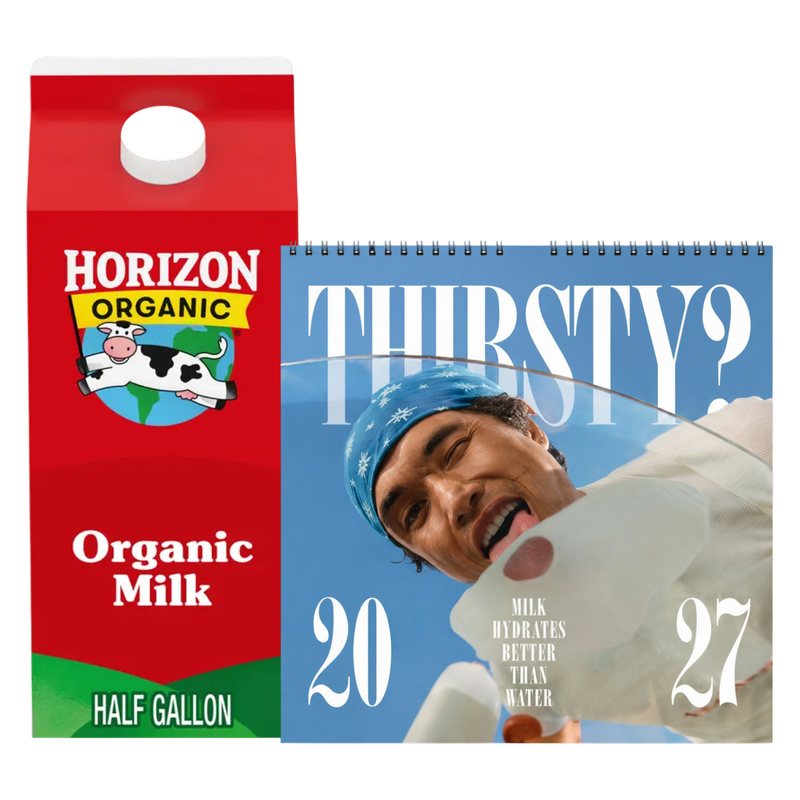 2027 Milk Man Hydration Calendar & Horizon Organic Whole Vitamin D Milk - 1/2 Gallon 