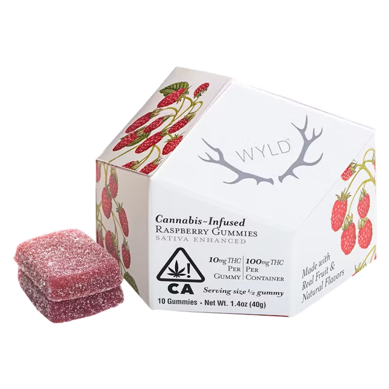 Wyld Raspberry Sativa THC 10mg Gummies, 10 Count