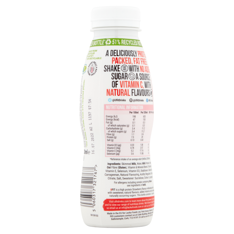 Ufit High Protein Strawberry Shake Drink, 330ml